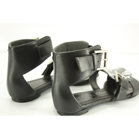 Alexander McQueen Black Leather Flat Ankle Strap Sandals Size 37 Womens New $895 - Picture 9 of 11